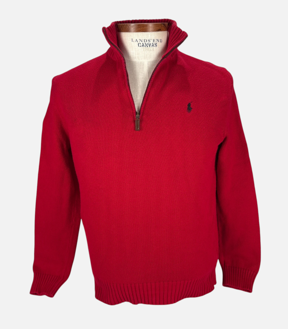 Polo Ralph Lauren Quarter Zip Sweater Pullover Men’s MEDIUM Red 100% Cotton